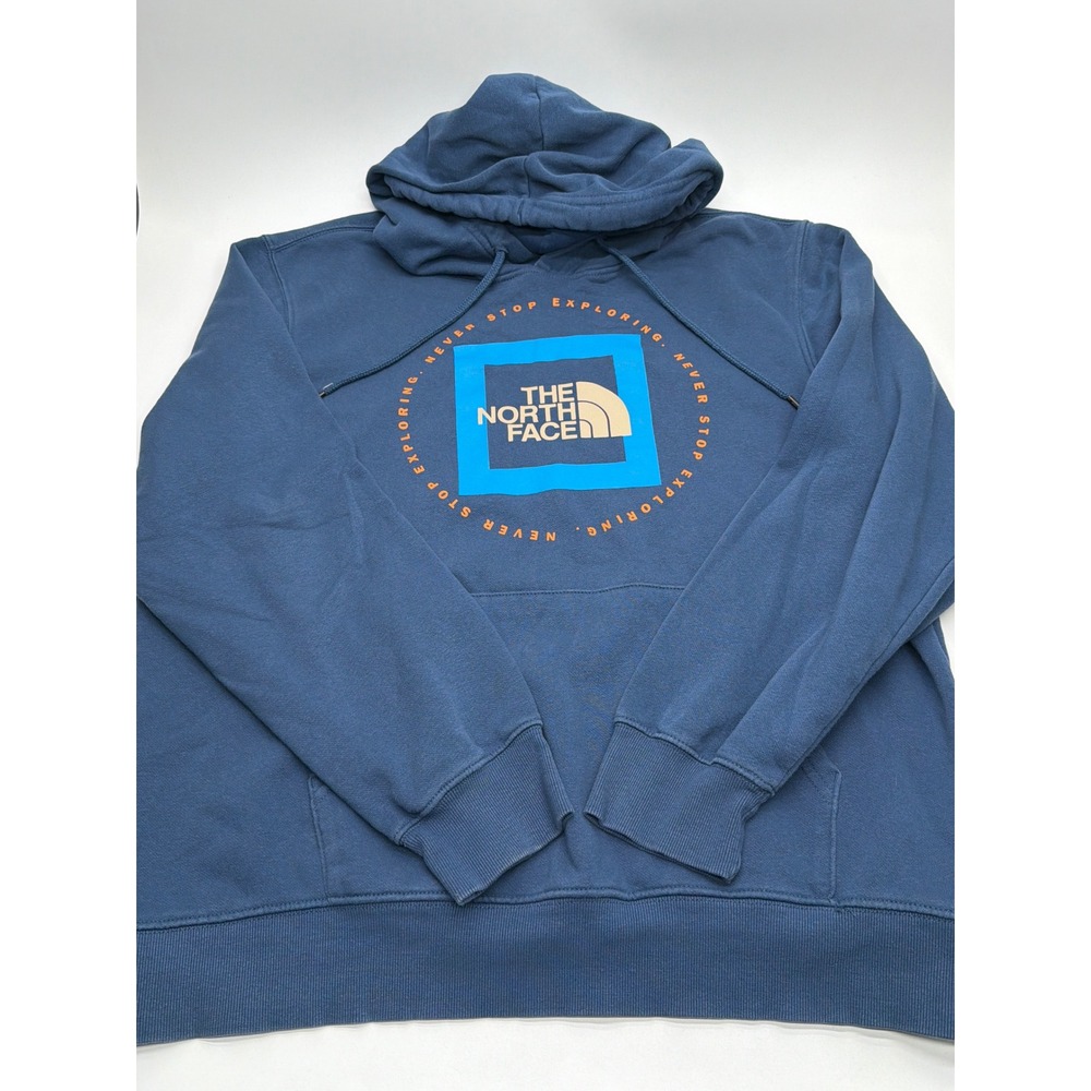 The North‎ Face Mens Blue Never Stop Exploring Graphic Pullover Hoodie Large